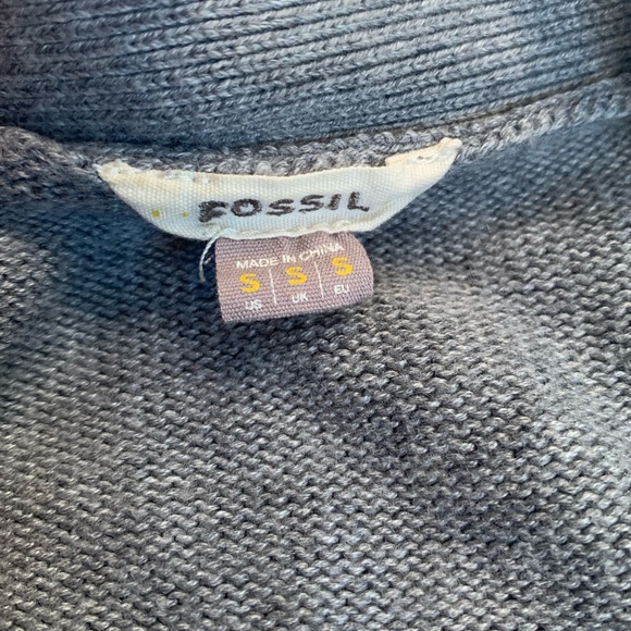 Fossil Gray Button Up Military Sweater Small - Picture 3 of 5